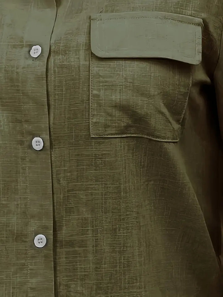 Athena - Cotton Shirt With Front Pockets