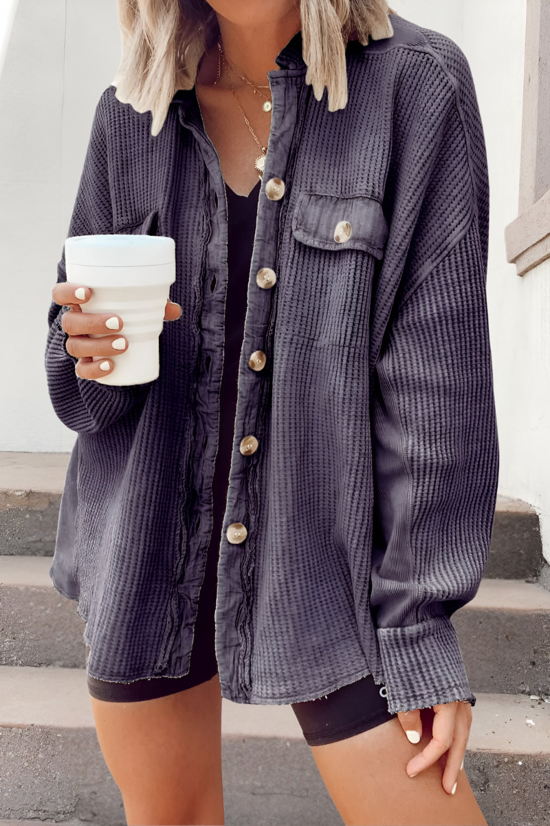 Mila - Soft Knitted Cardigan with Waffle Pattern