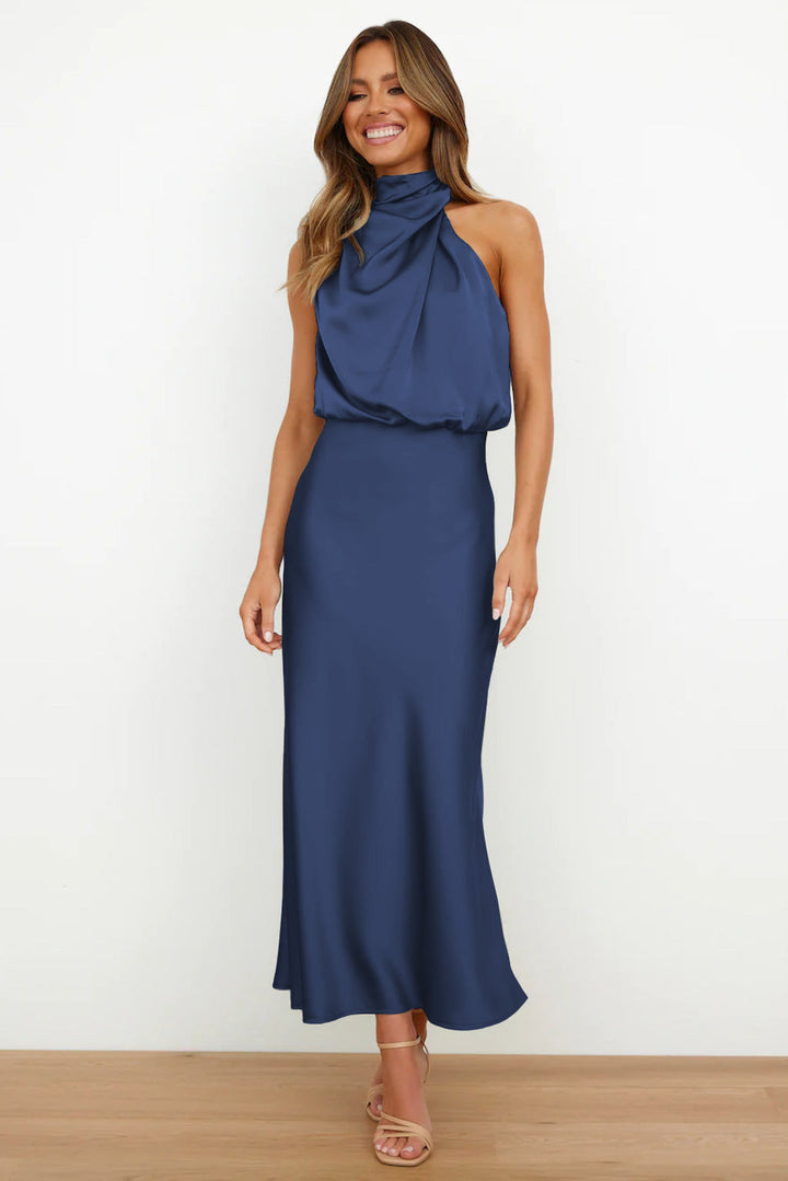 Elise | Elegant Satin Halter Dress – Graceful & Chic