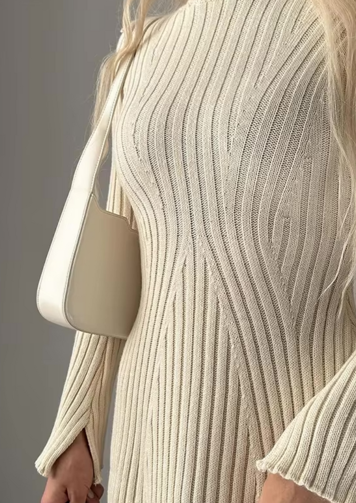 Faustine - Elegant Ribbed Knit Mini Dress