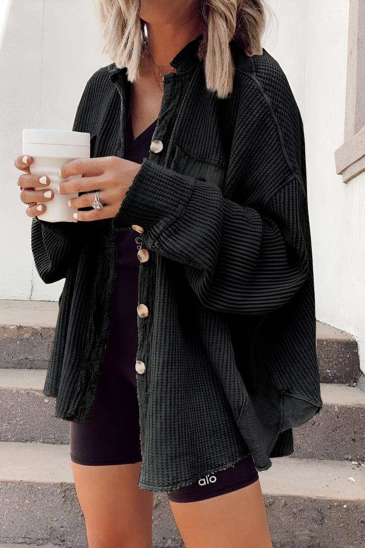 Mila - Soft Knitted Cardigan with Waffle Pattern