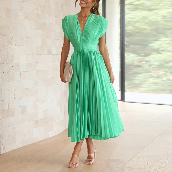Adele | V-neck Maxi Dress with Pleats