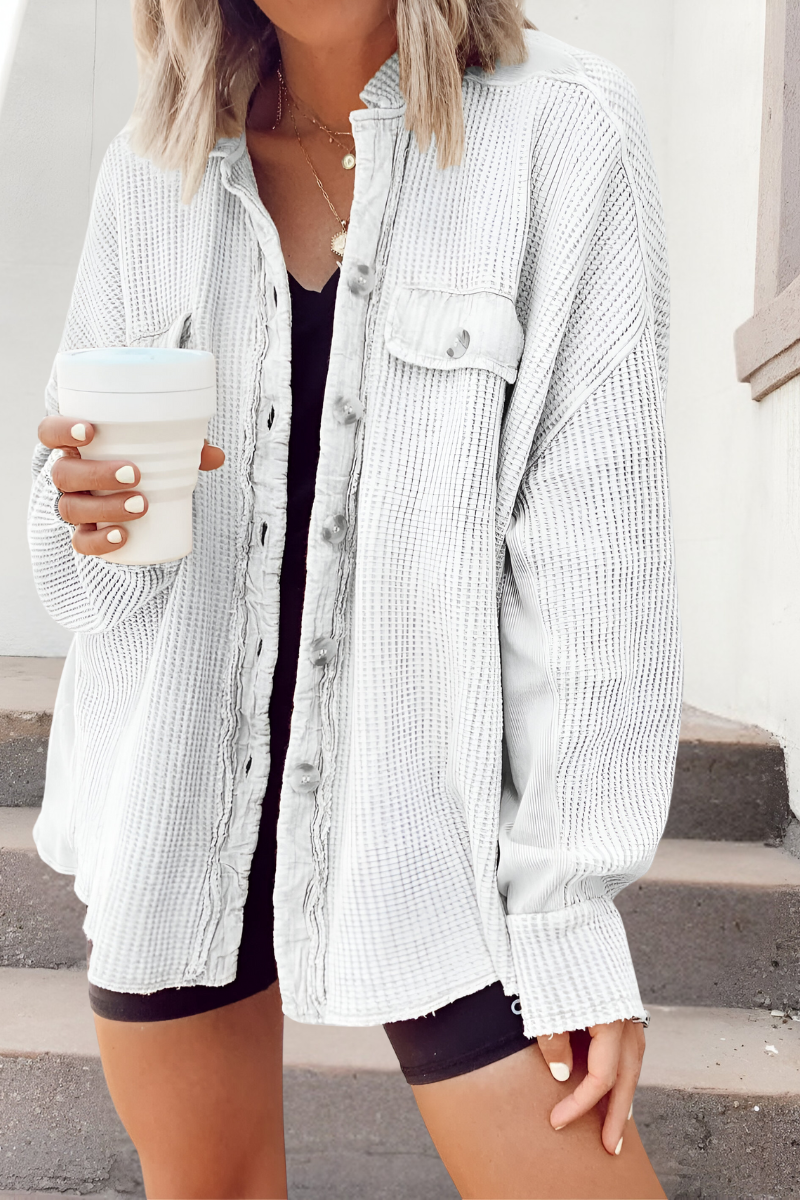 Mila - Soft Knitted Cardigan with Waffle Pattern