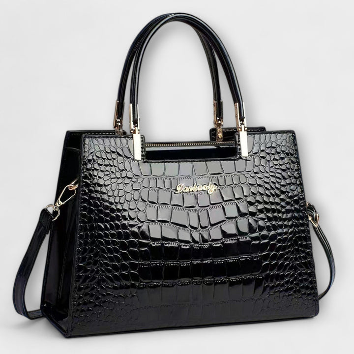 Glossy Crocodile Pattern Handbag