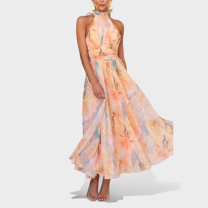 Miva | Abstract Halter Maxi Dress