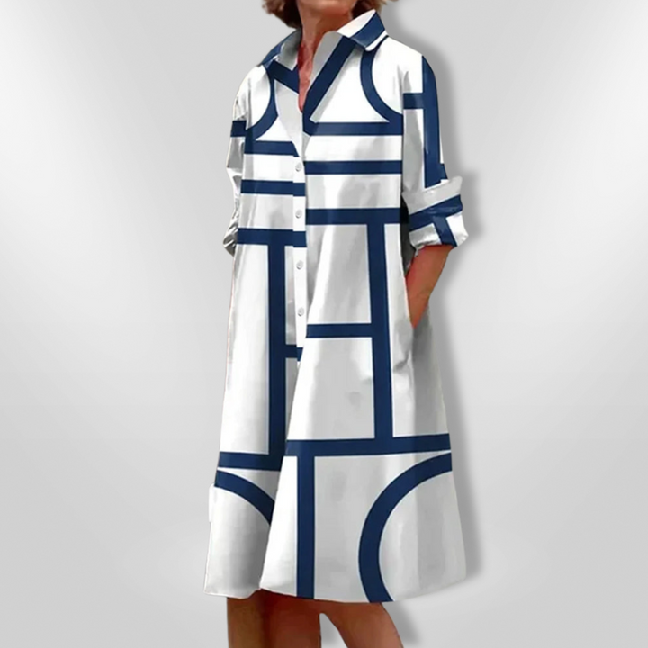 Helena | Midi Dress with Geometric Pattern