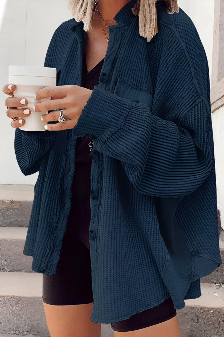 Mila - Soft Knitted Cardigan with Waffle Pattern