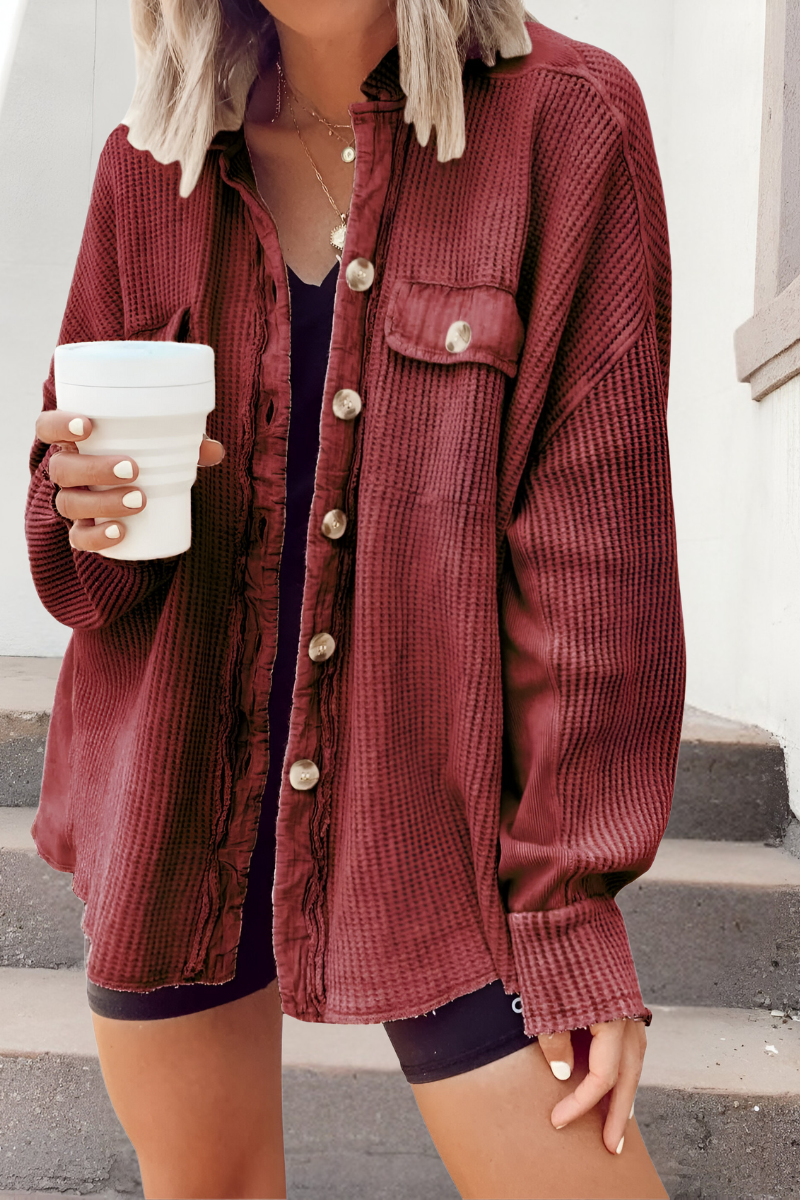 Mila - Soft Knitted Cardigan with Waffle Pattern