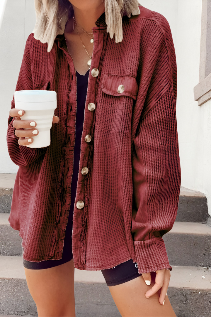 Mila - Soft Knitted Cardigan with Waffle Pattern