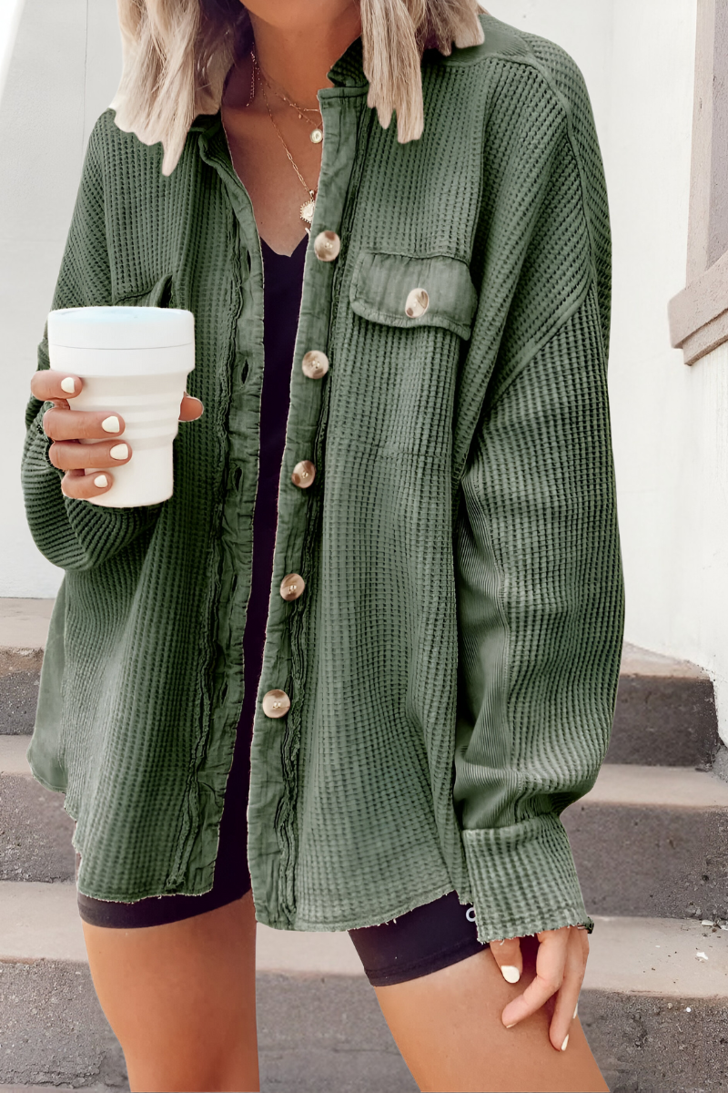 Mila - Soft Knitted Cardigan with Waffle Pattern