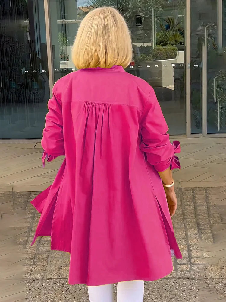 Elliora - Gathered Back Cotton Shirt Jacket