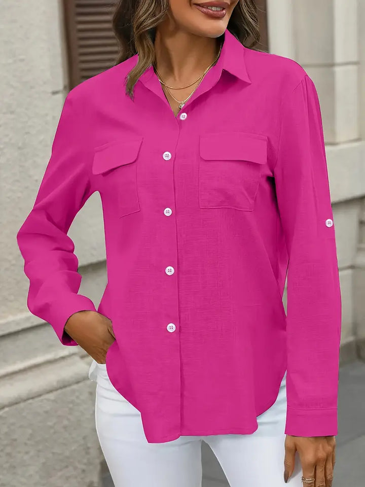 Athena - Cotton Shirt With Front Pockets