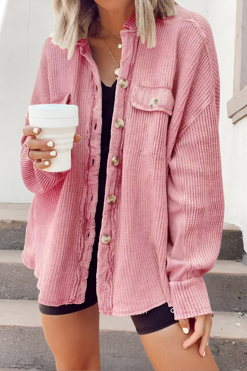 Mila - Soft Knitted Cardigan with Waffle Pattern