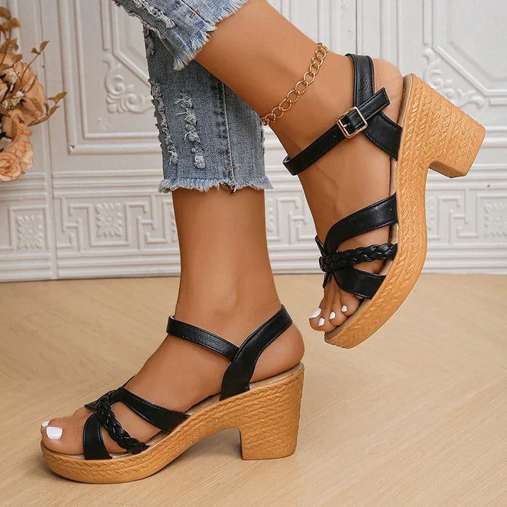 Bella | Stylish Braided Strap Heeled Sandals