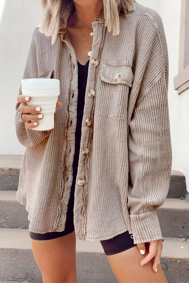 Mila - Soft Knitted Cardigan with Waffle Pattern