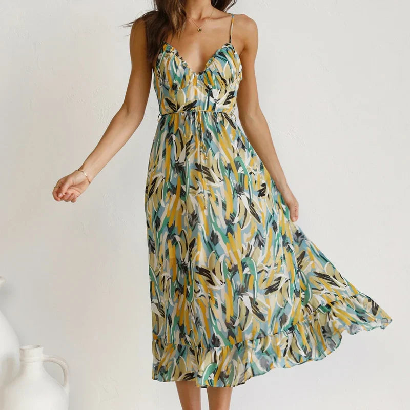 Clara - Elegant Printed Maxi  Dress