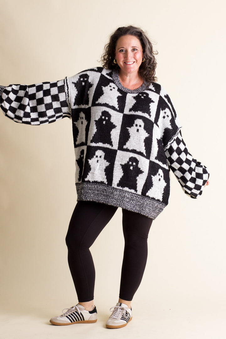 Spooky Season Checkered Sweater