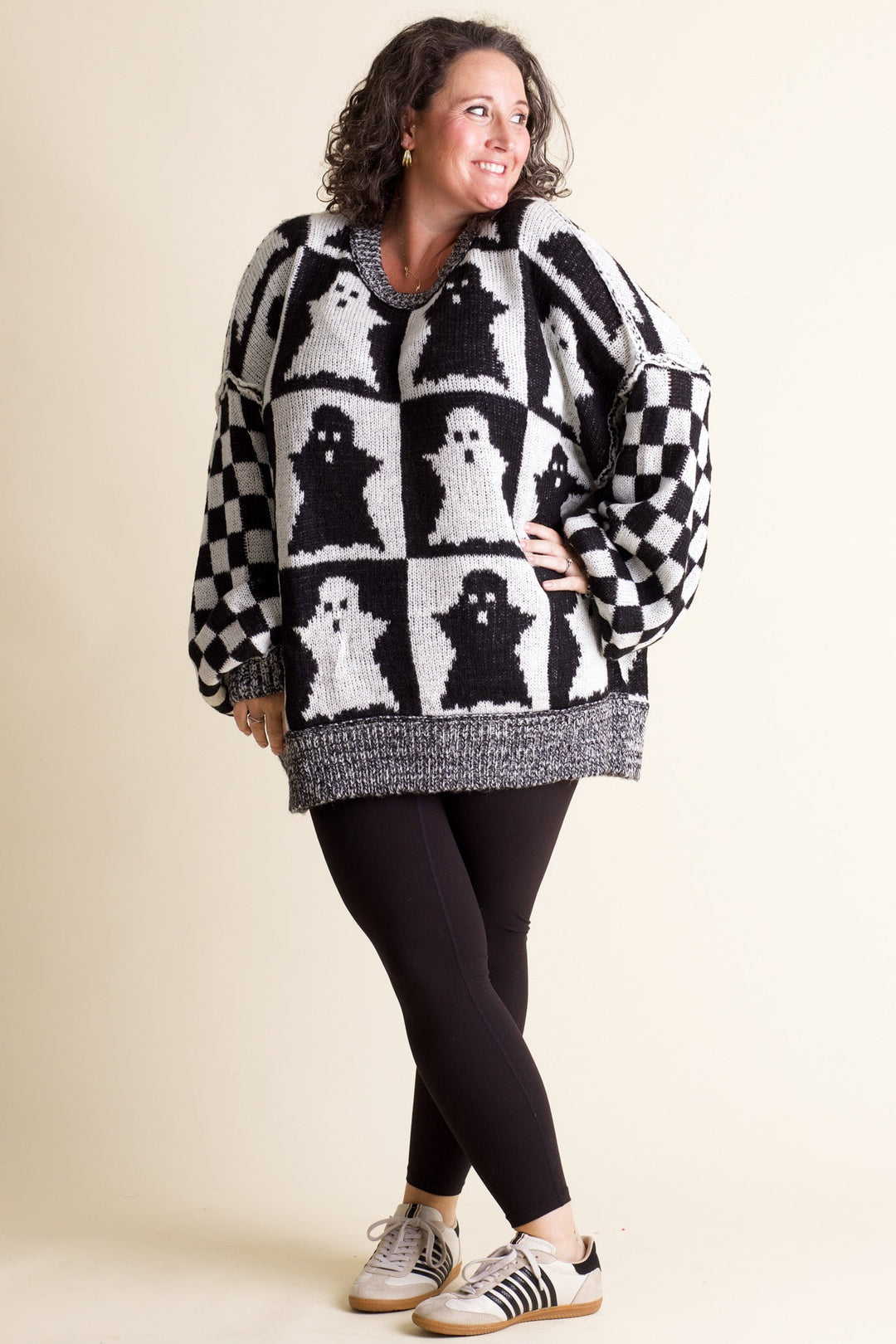 Spooky Season Checkered Sweater