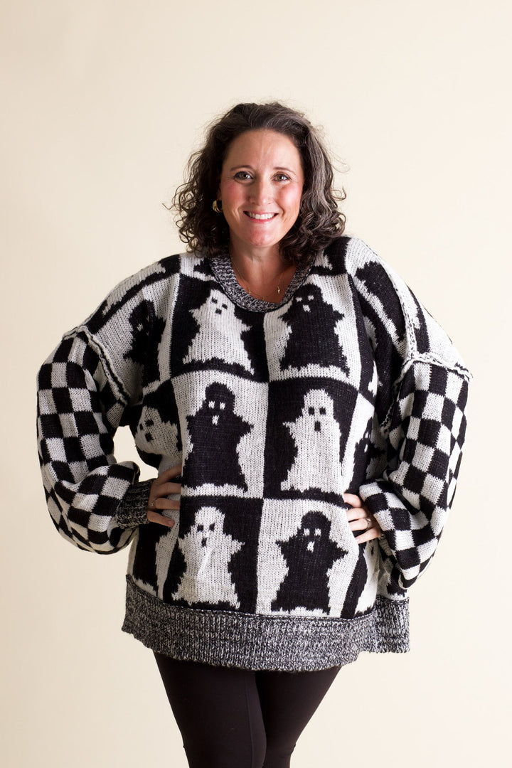 Spooky Season Checkered Sweater