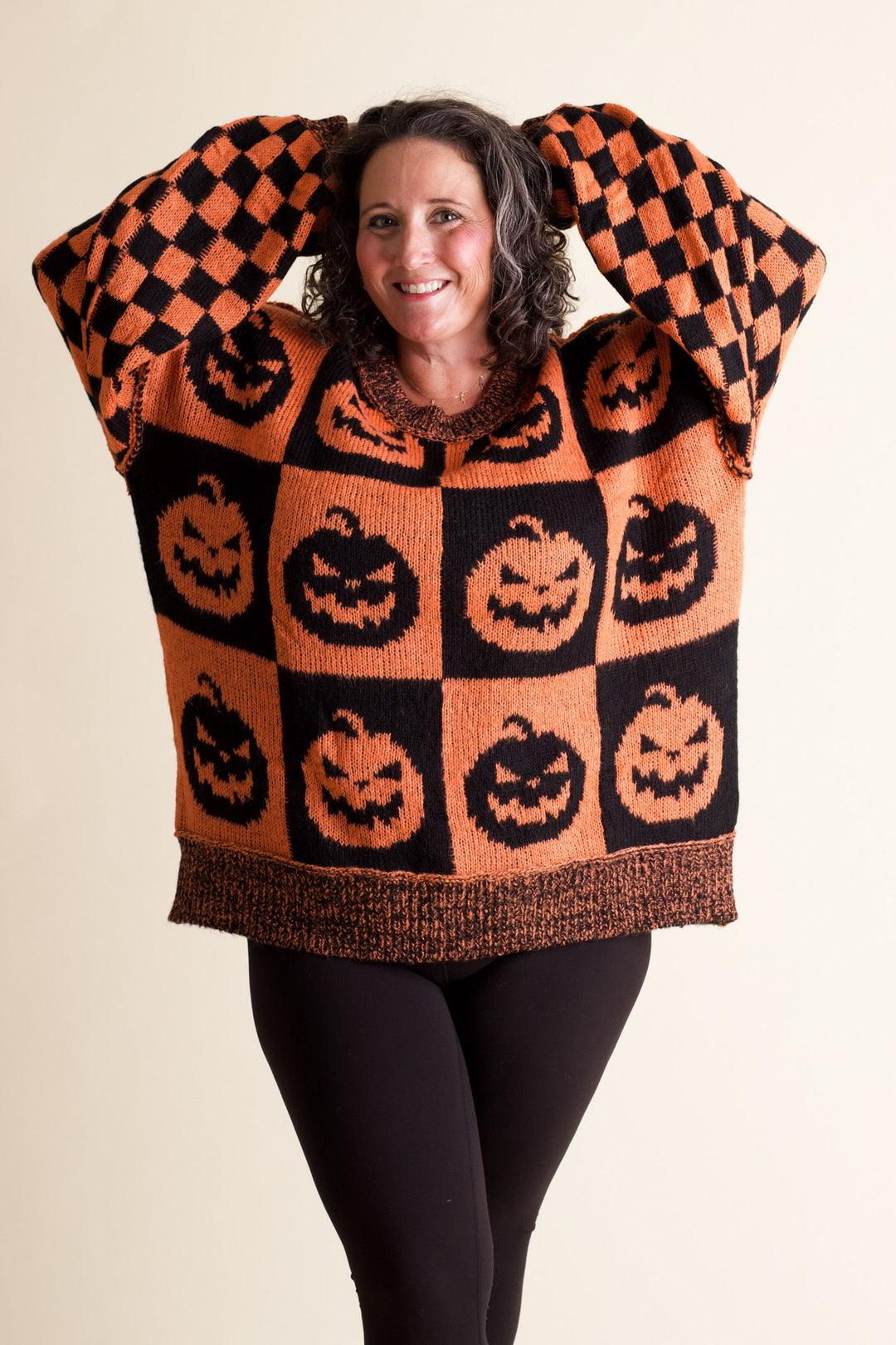 Spooky Season Checkered Sweater