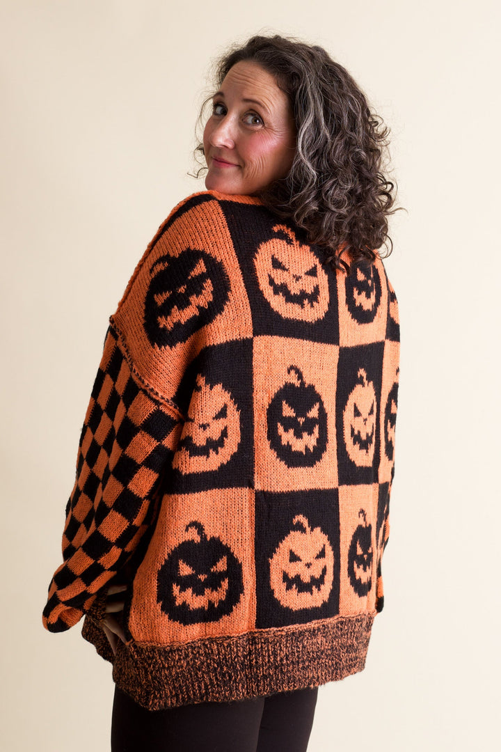 Spooky Season Checkered Sweater