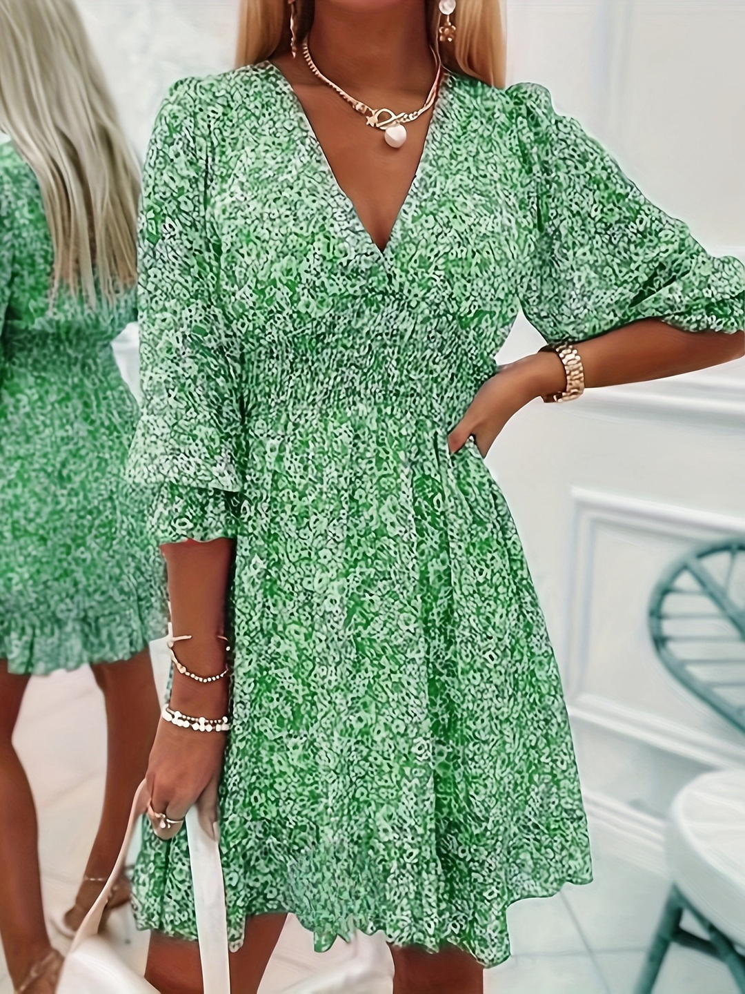 Evie | Elegant Floral Ruffle Mini Dress