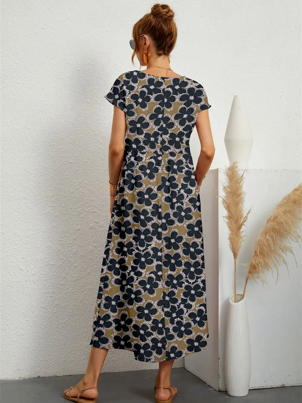 Hannah™ - Stylish O-neck Printed Dress with Pockets