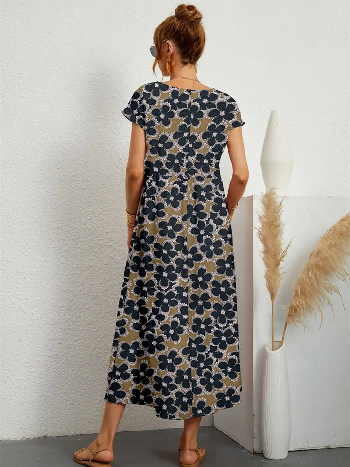 Hannah™ - Stylish O-neck Printed Dress with Pockets
