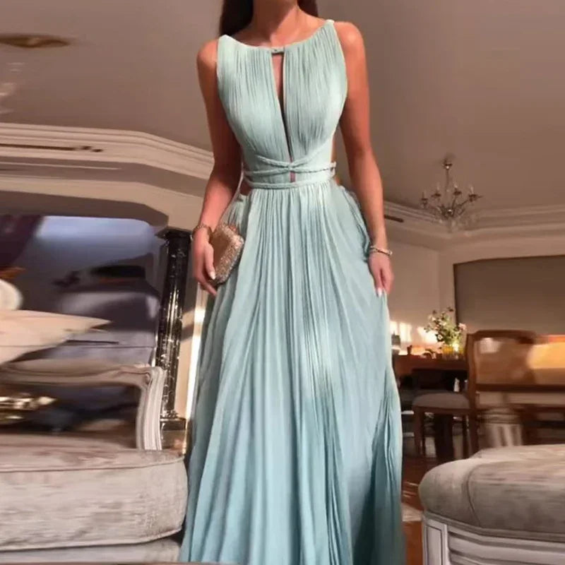 Liana | Backless Pleated Beach Dress