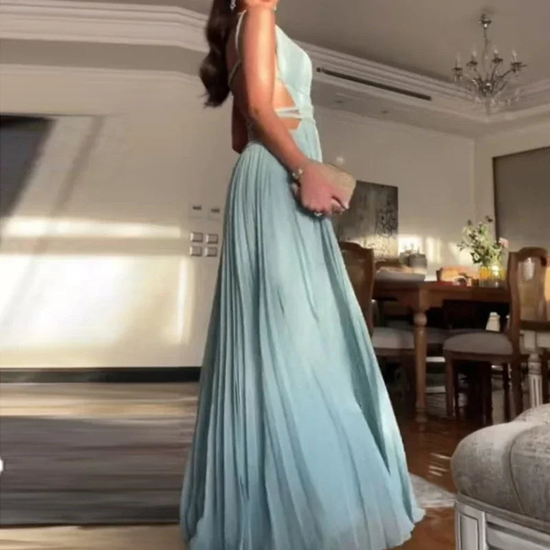 Liana | Backless Pleated Beach Dress