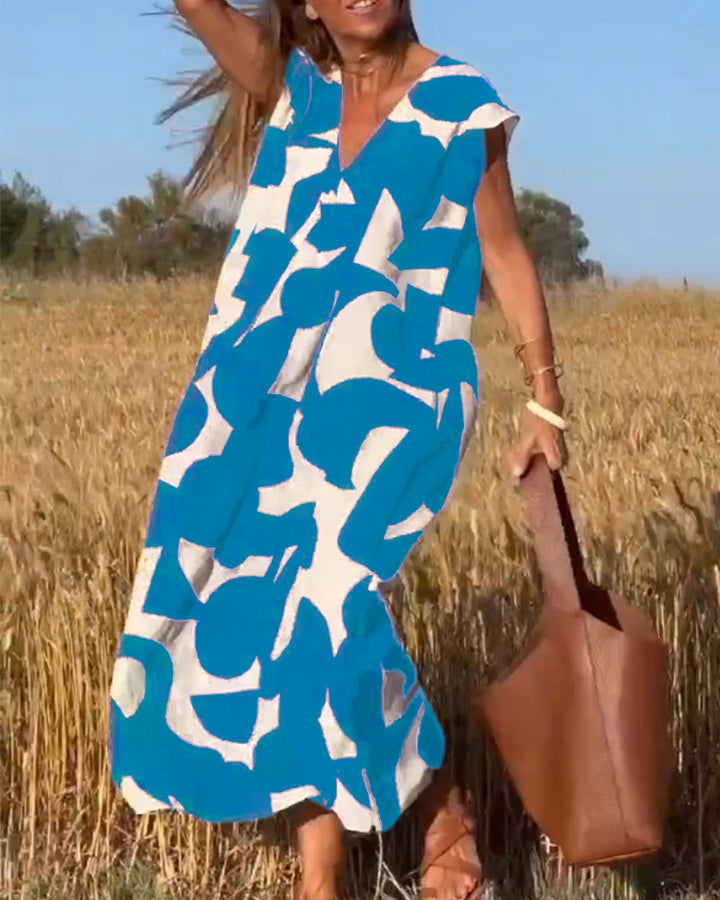 Lauren | Abstract Sleeveless Swing Dress