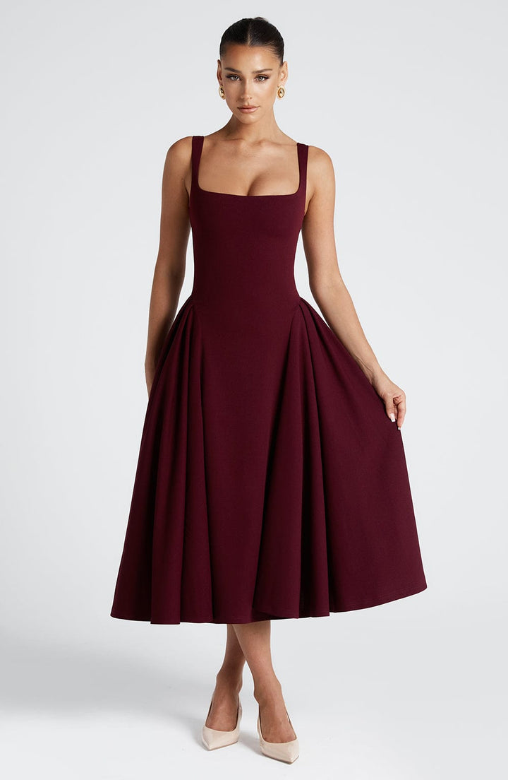 Betty | Cherry Lacquer Midi Dress