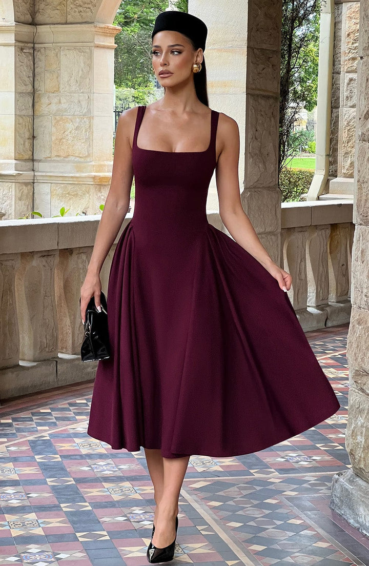 Betty | Cherry Lacquer Midi Dress