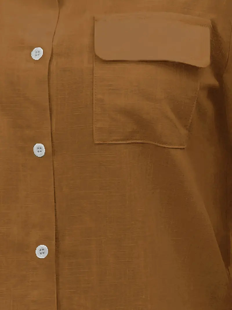 Athena - Cotton Shirt With Front Pockets
