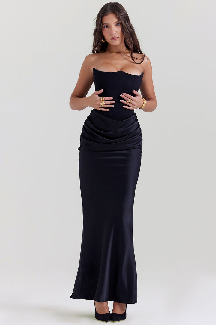 Paloma - Elegant Satin Strapless Maxi Dress