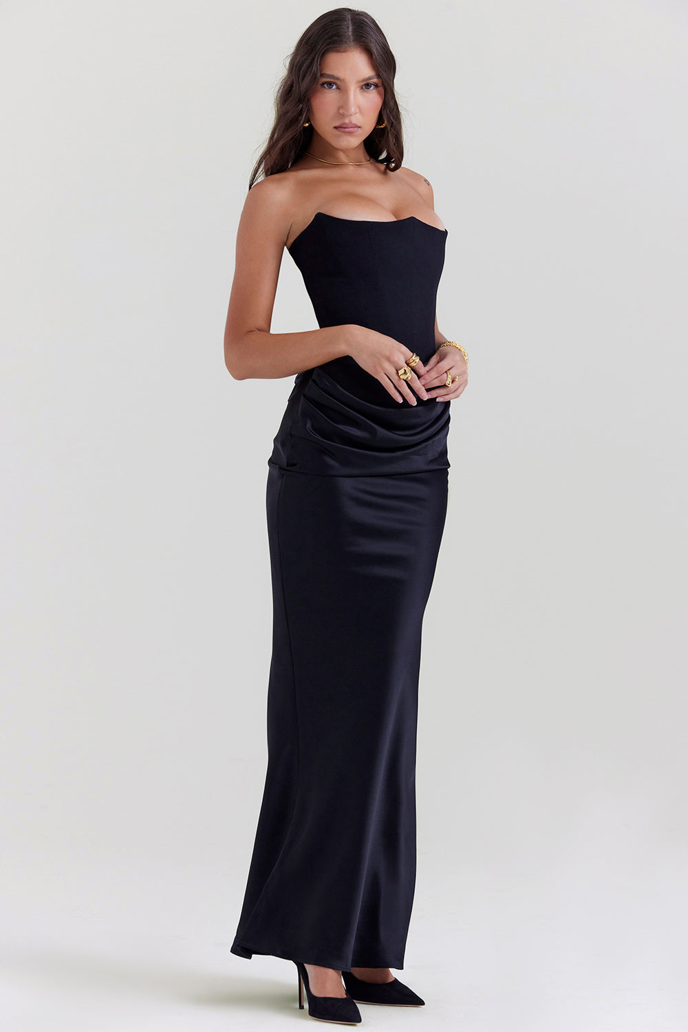 Paloma - Elegant Satin Strapless Maxi Dress