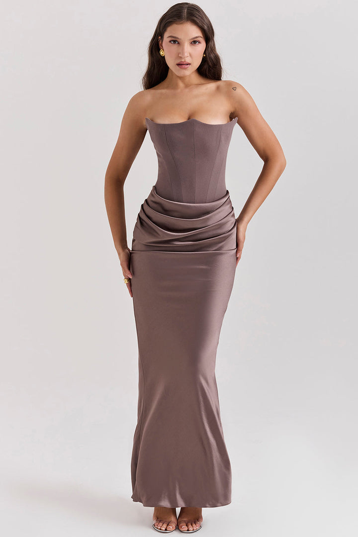 Paloma - Elegant Satin Strapless Maxi Dress
