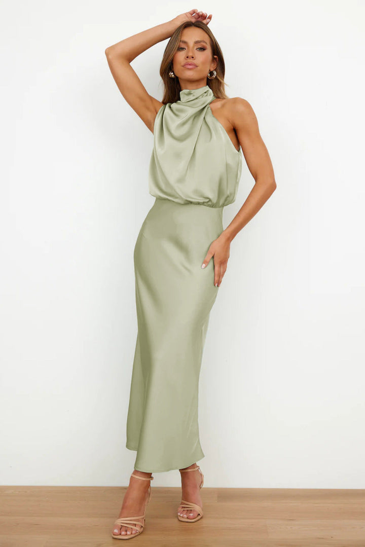 Elise | Elegant Satin Halter Dress – Graceful & Chic