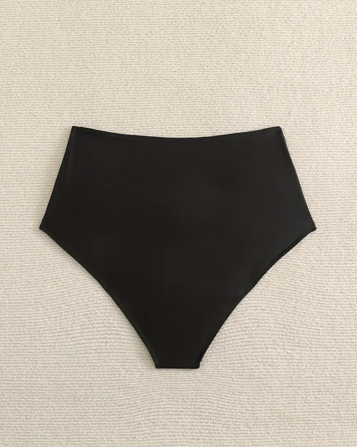 Pleated Solid Color High Waist Swimwear Bottom