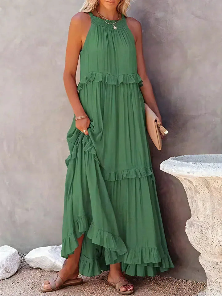 Ilona - Halterneck Dress With Ruffles and Maxi Pockets