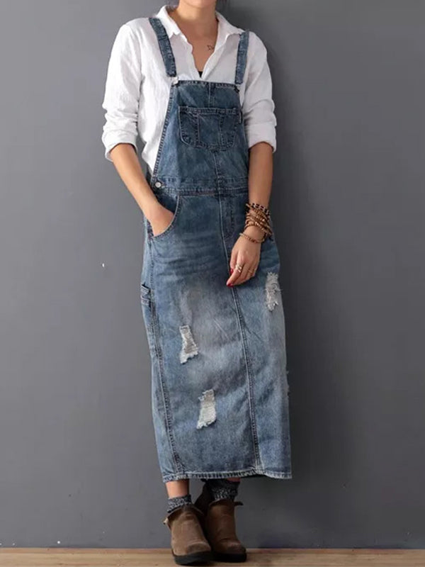 Aurore - Vintage Denim Overall with Pockets