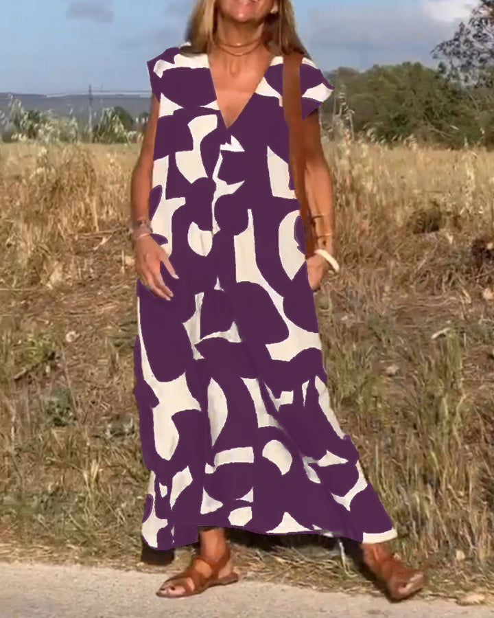 Lauren | Abstract Sleeveless Swing Dress