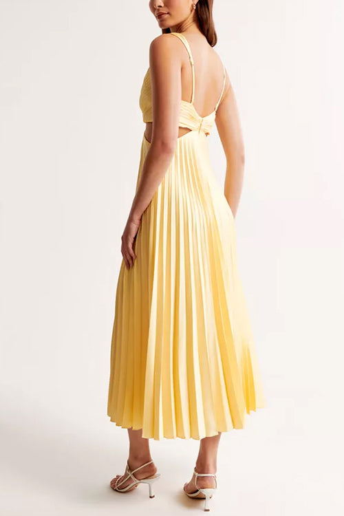 EVA™ | Elegant Cut-Out Waist Sleeveless Pleated Maxi Dress