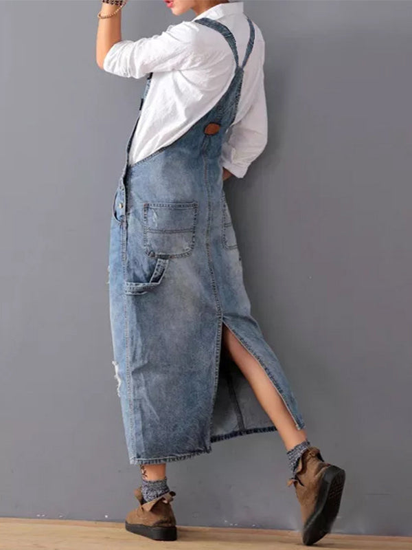 Aurore - Vintage Denim Overall with Pockets