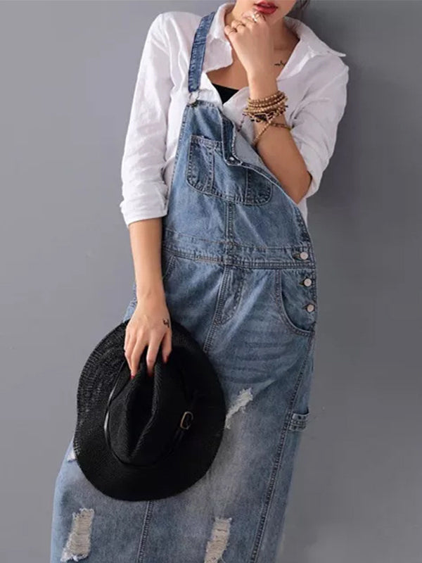 Aurore - Vintage Denim Overall with Pockets