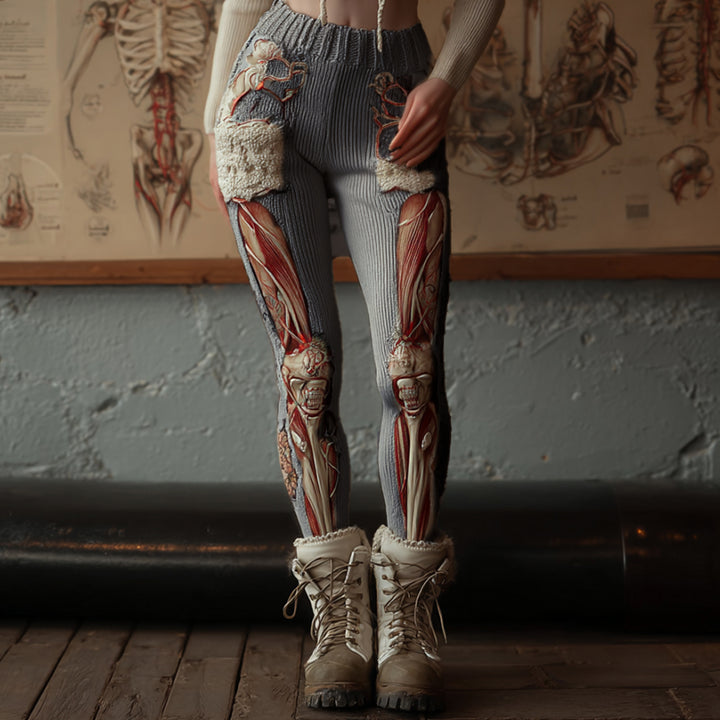 Vintage Halloween Human Anatomy Art Realistic Pants
