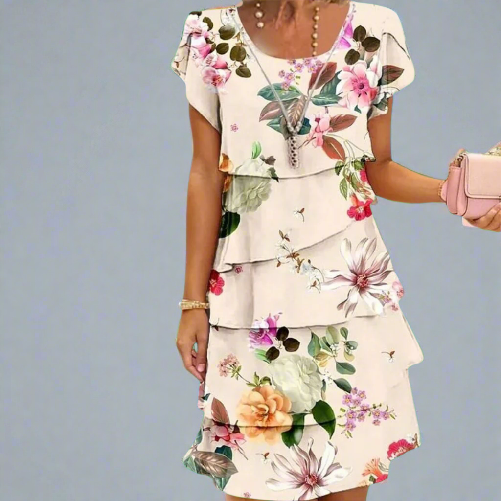 Sable | Floral Print Tiered Pleated Dress