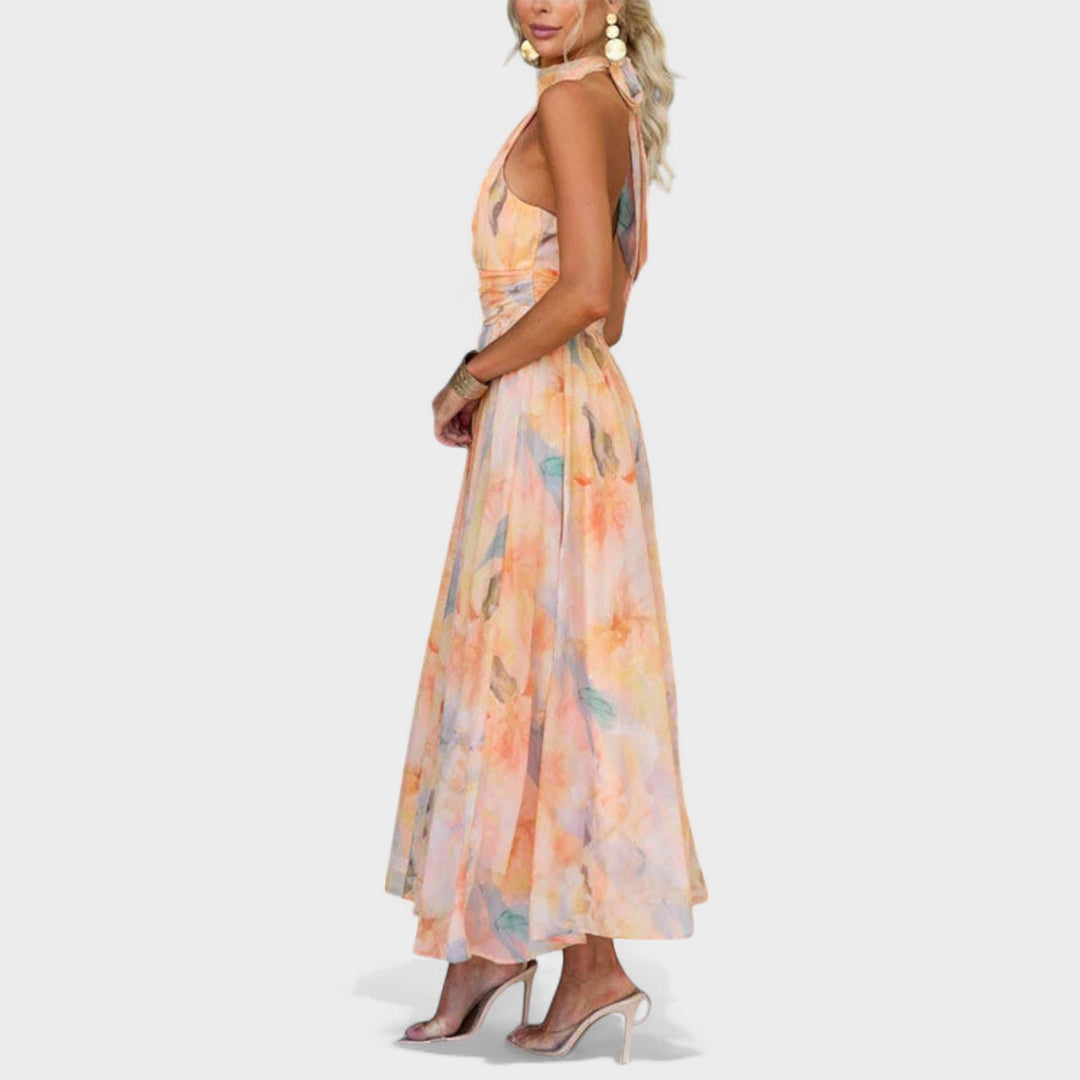 Miva | Abstract Halter Maxi Dress