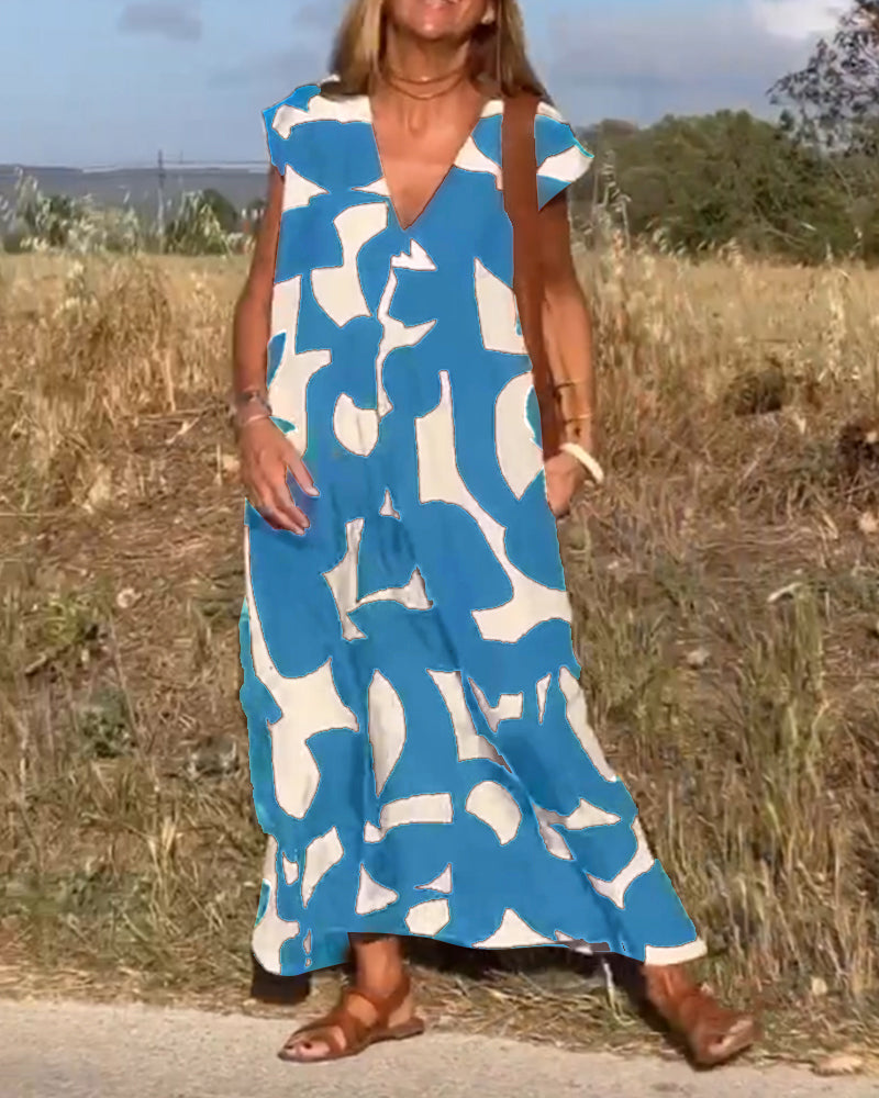 Lauren | Abstract Sleeveless Swing Dress