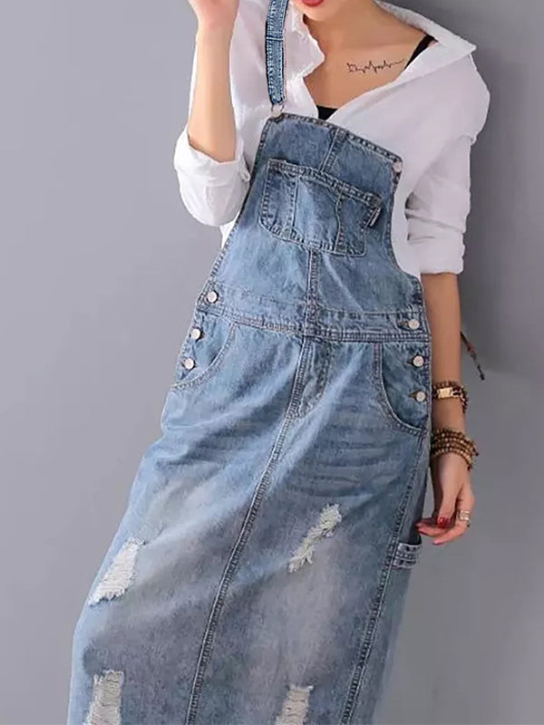 Aurore - Vintage Denim Overall with Pockets